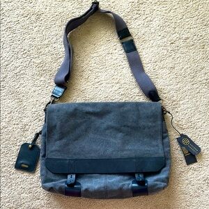 Hayden Harnett Smithy Messenger Bag Shoulder Laptop Travel Canvas Leather Office